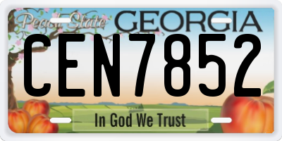 GA license plate CEN7852