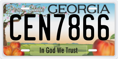 GA license plate CEN7866