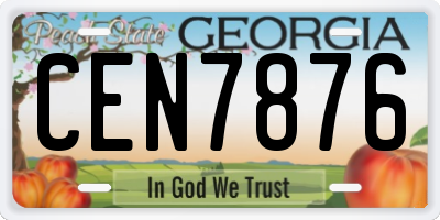 GA license plate CEN7876