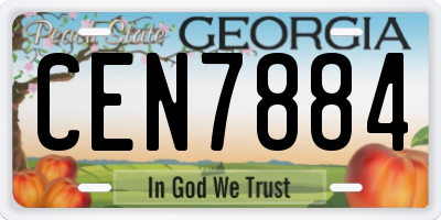 GA license plate CEN7884