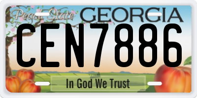 GA license plate CEN7886