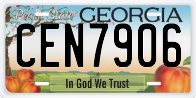 GA license plate CEN7906
