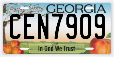 GA license plate CEN7909