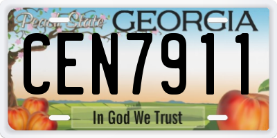 GA license plate CEN7911