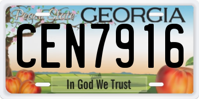 GA license plate CEN7916