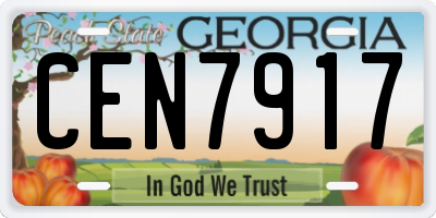GA license plate CEN7917