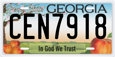 GA license plate CEN7918