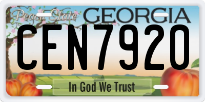 GA license plate CEN7920