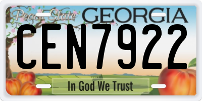 GA license plate CEN7922