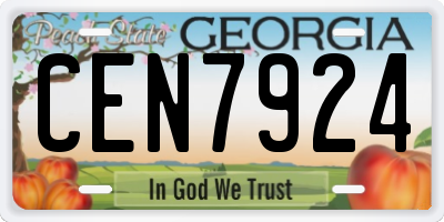 GA license plate CEN7924