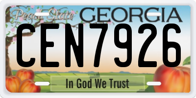 GA license plate CEN7926