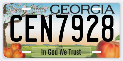 GA license plate CEN7928