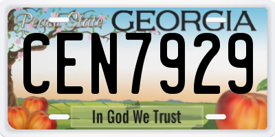GA license plate CEN7929