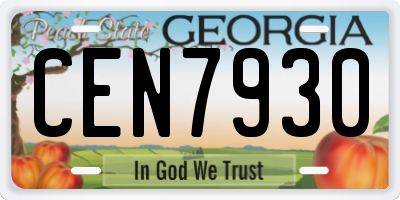 GA license plate CEN7930