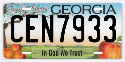 GA license plate CEN7933