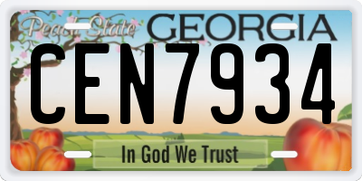 GA license plate CEN7934