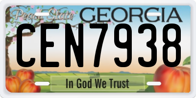 GA license plate CEN7938