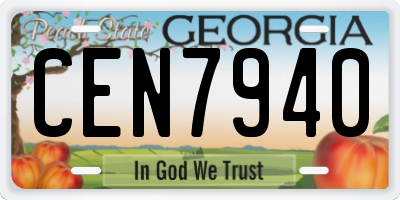 GA license plate CEN7940