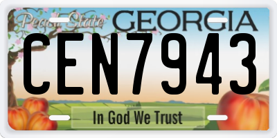 GA license plate CEN7943