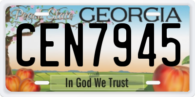 GA license plate CEN7945