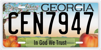 GA license plate CEN7947