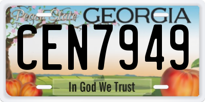 GA license plate CEN7949