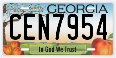 GA license plate CEN7954