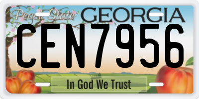 GA license plate CEN7956