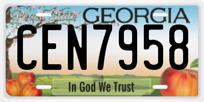 GA license plate CEN7958