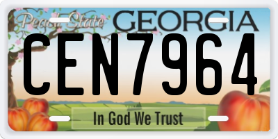 GA license plate CEN7964