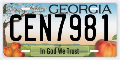 GA license plate CEN7981