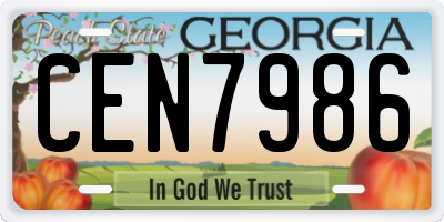 GA license plate CEN7986