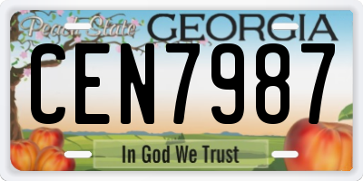 GA license plate CEN7987