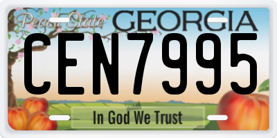 GA license plate CEN7995