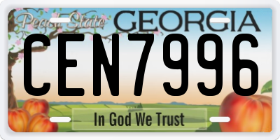 GA license plate CEN7996