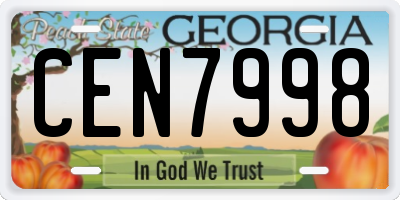 GA license plate CEN7998