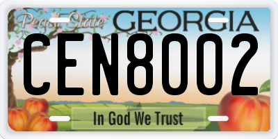 GA license plate CEN8002