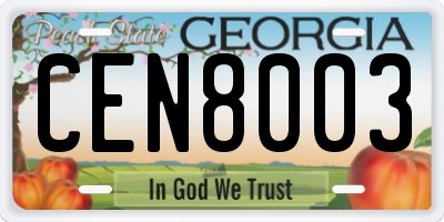 GA license plate CEN8003
