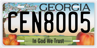 GA license plate CEN8005