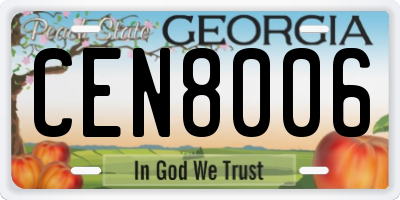 GA license plate CEN8006