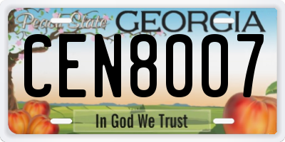 GA license plate CEN8007
