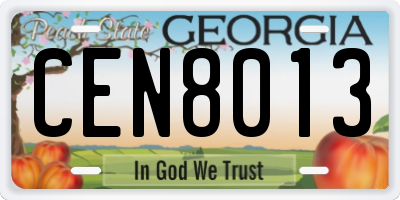 GA license plate CEN8013