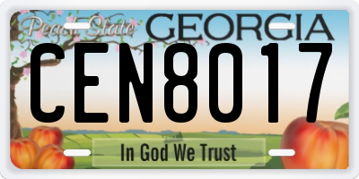 GA license plate CEN8017