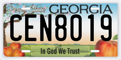 GA license plate CEN8019