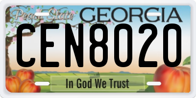 GA license plate CEN8020