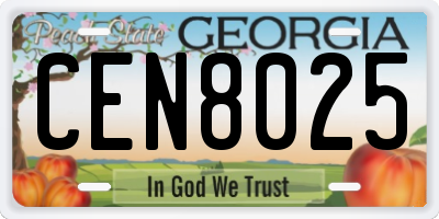 GA license plate CEN8025