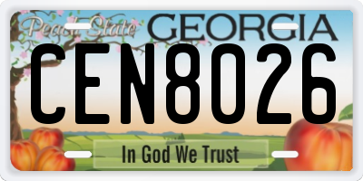 GA license plate CEN8026