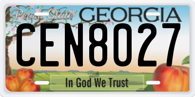 GA license plate CEN8027