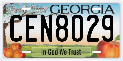 GA license plate CEN8029
