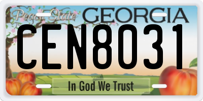 GA license plate CEN8031